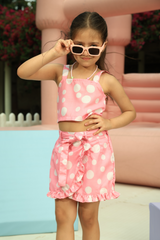 Polka Dot cord pink - Pink with White Polka dots