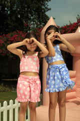 Polka Dot cord pink - Pink with White Polka dots