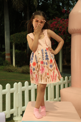 Border Pink Bow - Soft Peach with Colorful Floral Details