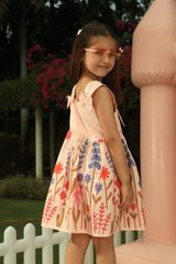 Border Pink Bow - Soft Peach with Colorful Floral Details