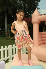 Border Pink Bow - Soft Peach with Colorful Floral Details