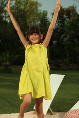 Tulip dress green - Vibrant Lemon-Lime Green
