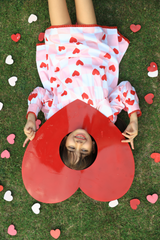 Hearts + checks dress - Pink and White Checkered with Red Hearts