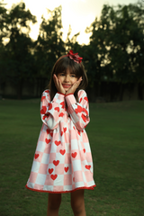 Hearts + checks dress - Pink and White Checkered with Red Hearts