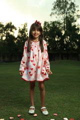 Hearts + checks dress - Pink and White Checkered with Red Hearts