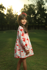 Hearts + checks dress - Pink and White Checkered with Red Hearts