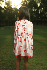 Hearts + checks dress - Pink and White Checkered with Red Hearts