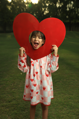 Hearts + checks dress - Pink and White Checkered with Red Hearts