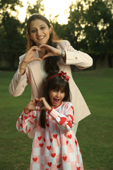 Hearts + checks dress - Pink and White Checkered with Red Hearts