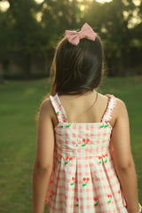 Cherry Top - ink and White Gingham with Red Cherries