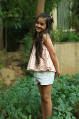 Cherry Top - ink and White Gingham with Red Cherries