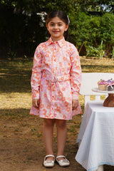 Peachy Petal Shirt Dress