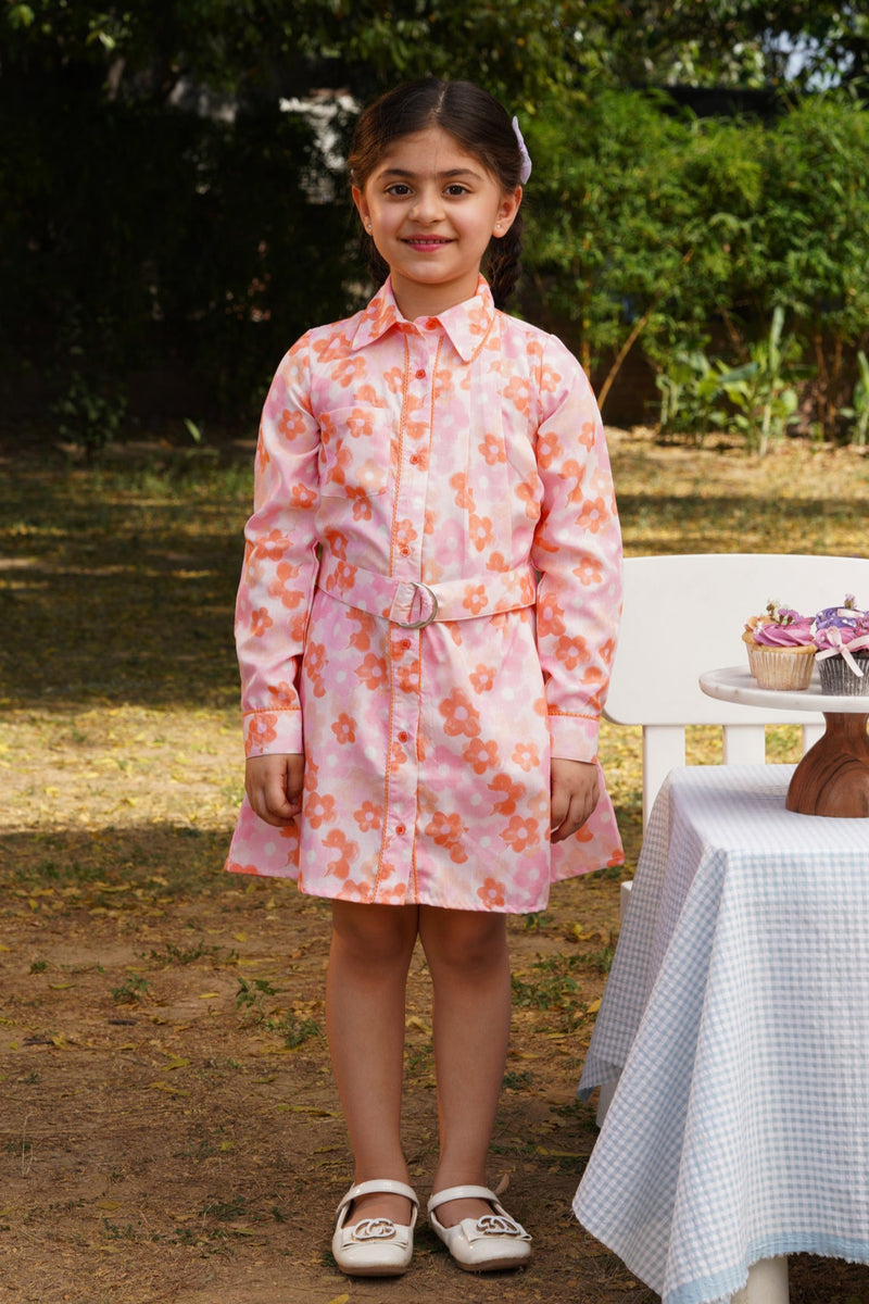 Peachy Petal Shirt Dress