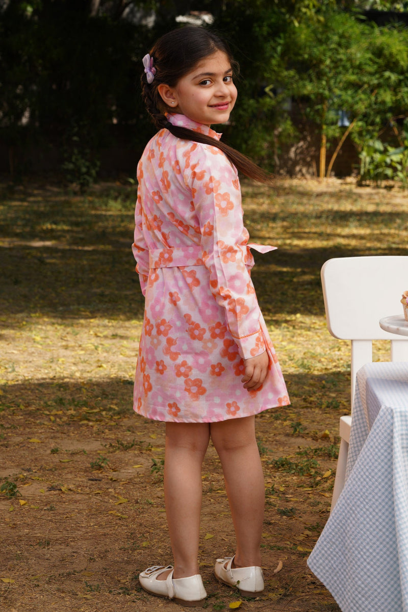 Peachy Petal Shirt Dress