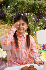 Peachy Petal Shirt Dress