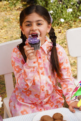 Peachy Petal Shirt Dress