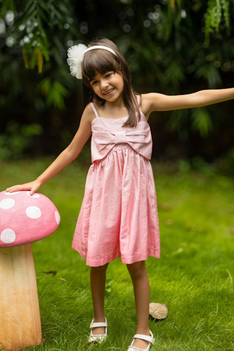 Little whisper bow dress - light hot pink ombre