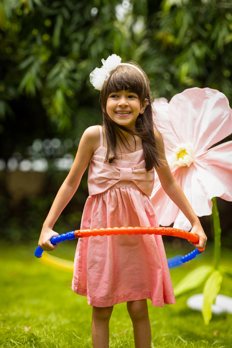 Little whisper bow dress - light hot pink ombre