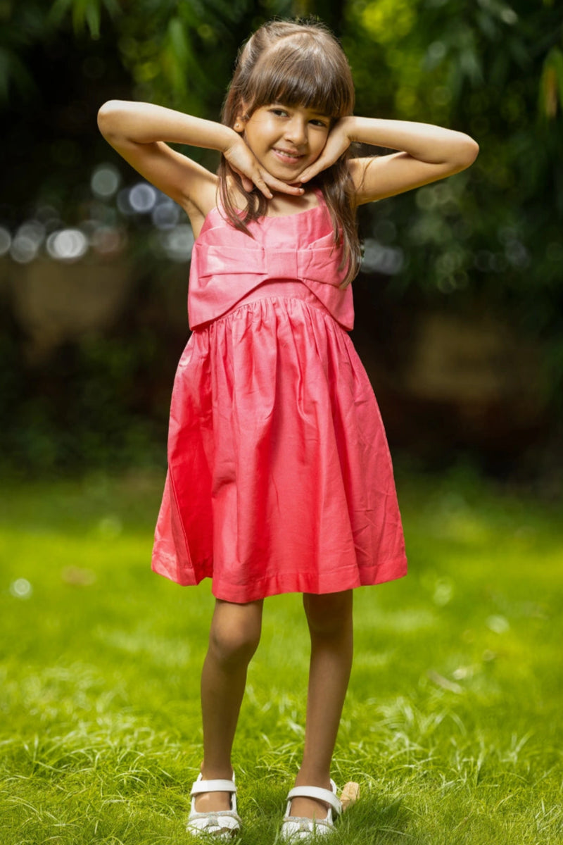 Little whisper bow dress - hot pink ombre