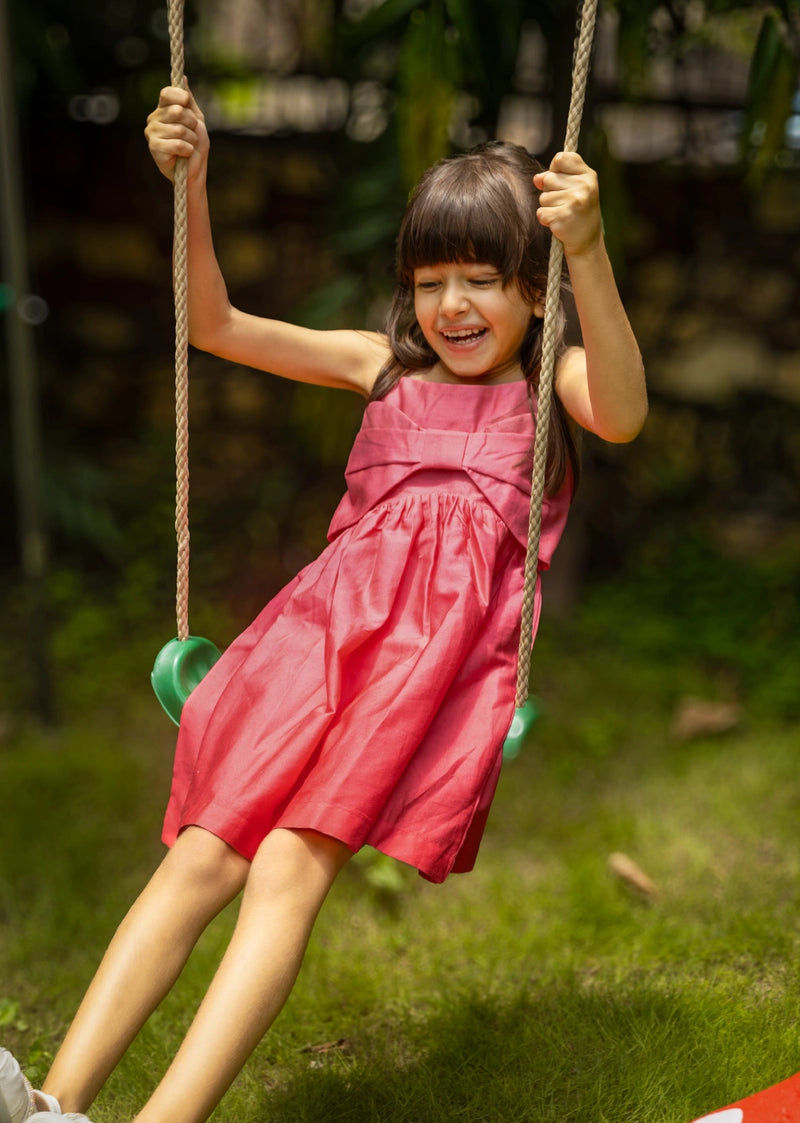 Little whisper bow dress - hot pink ombre